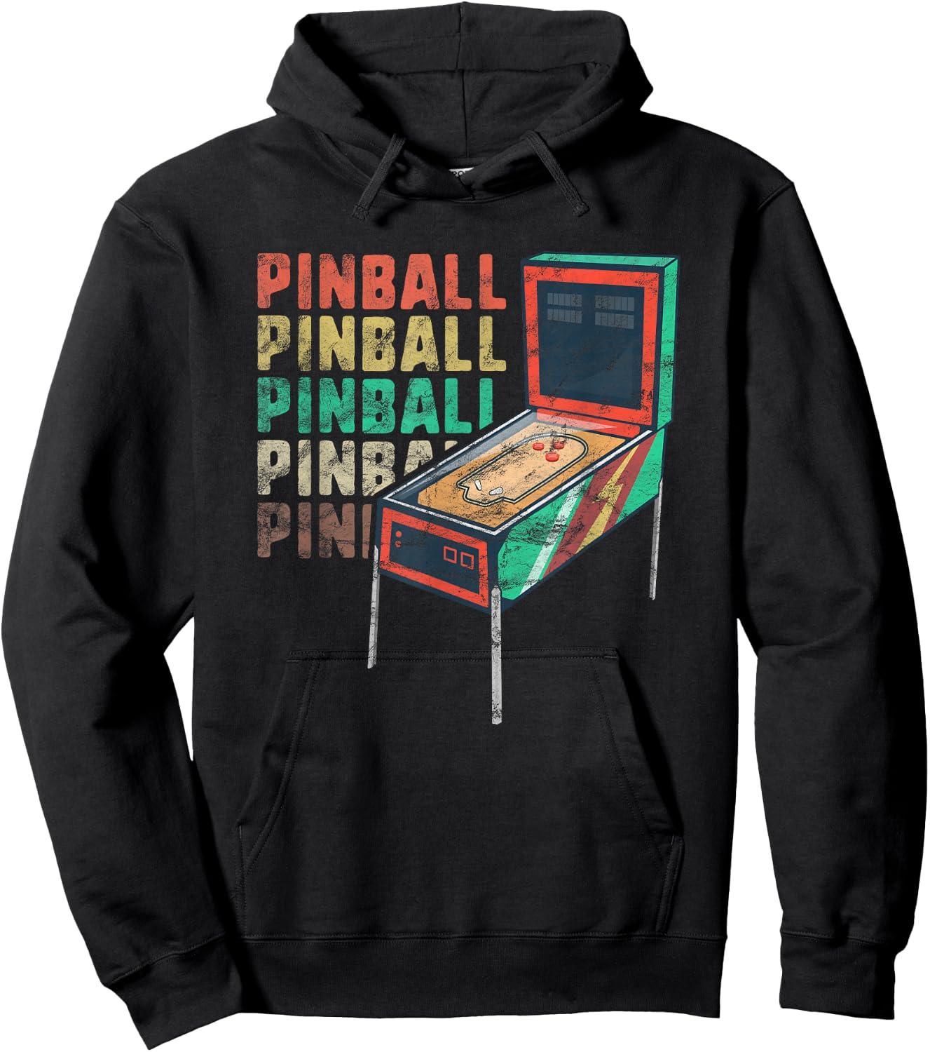 Retro Flipper Machine Women Men Gamer Geek Vintage Hoodie - Hoodie | Black