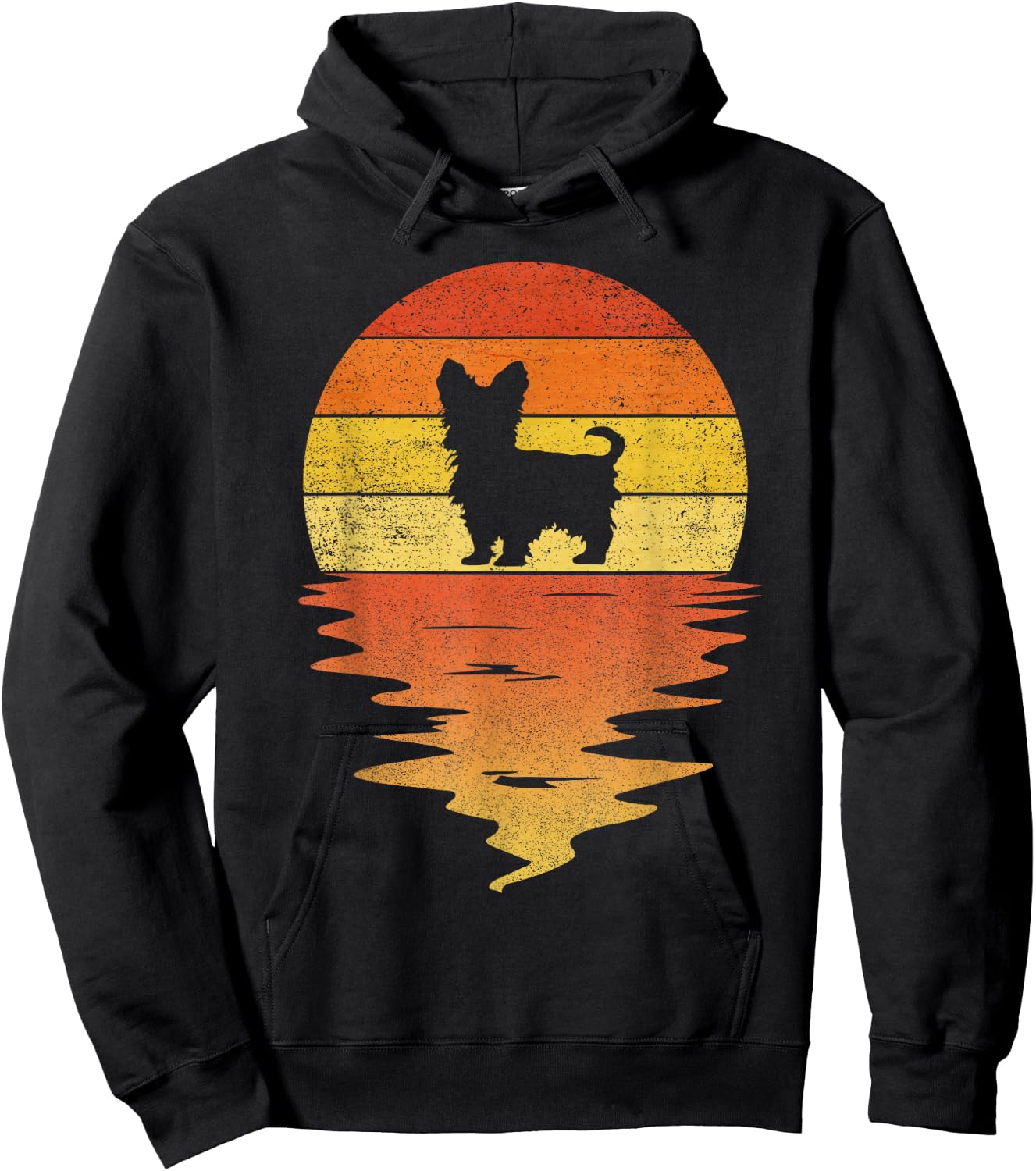 Yorkie Shirt 70s Vintage Retro Sunset Yorkie Hoodie - Hoodie | Black
