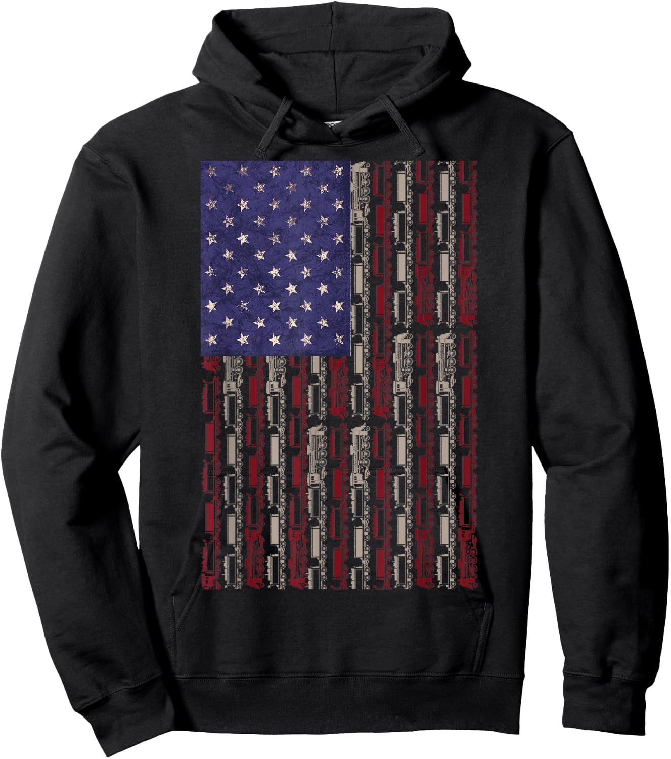 American Flag Railroad Train 4th of July Engine Driver Hoodie - Hoodie | Black