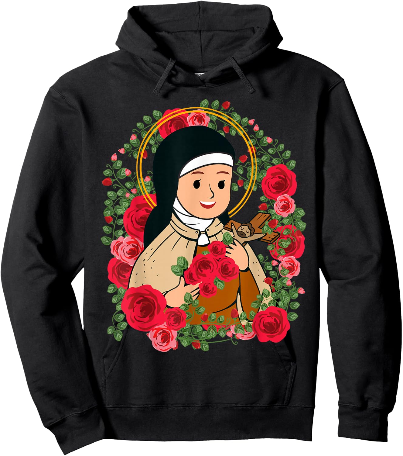 St Therese of Lisieux Kids Little Flower Rose Catholic Saint Hoodie - Hoodie | Black