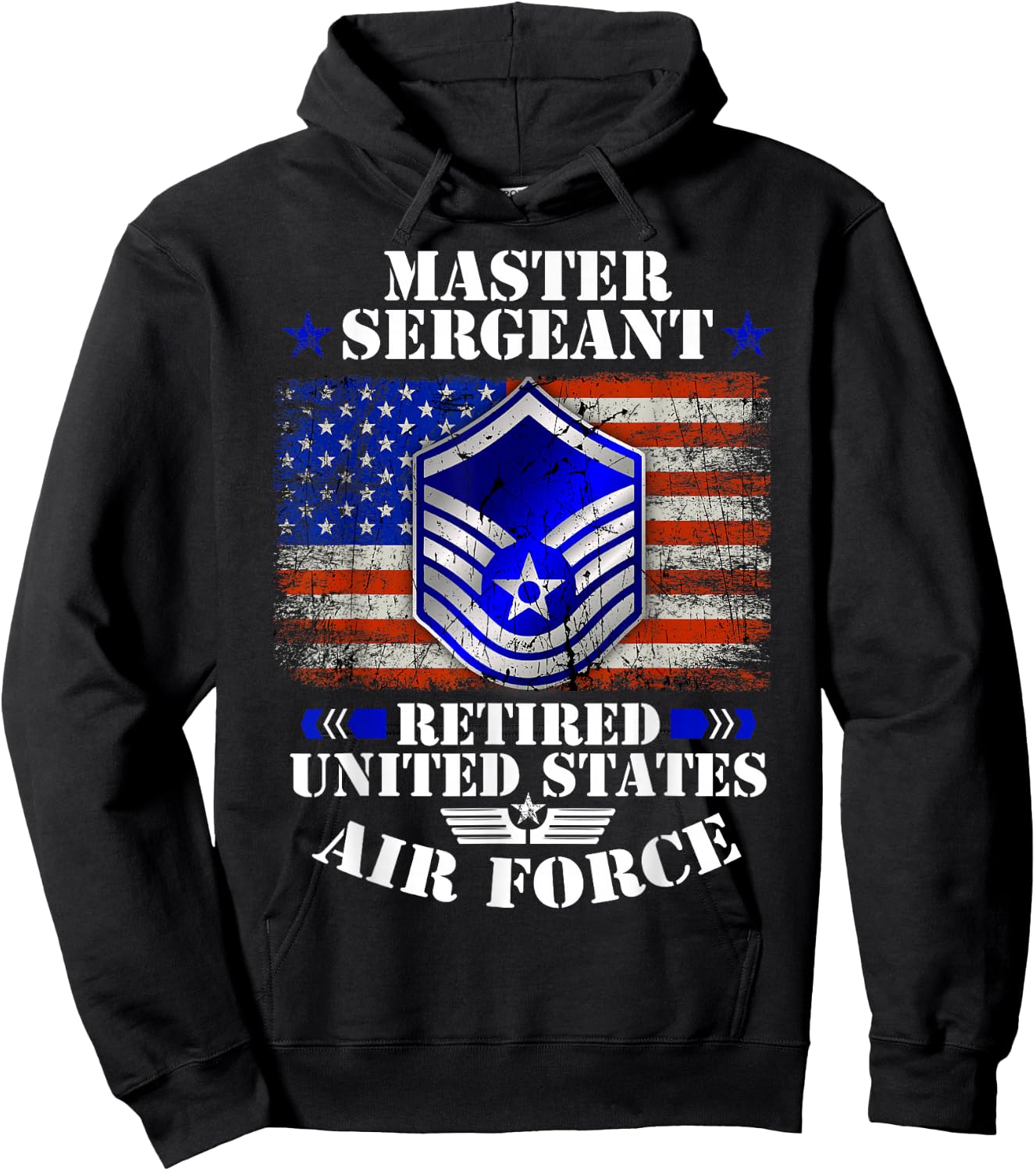 Master Sergeant Retired United States Air Force USA Flag Hoodie - Hoodie | Black