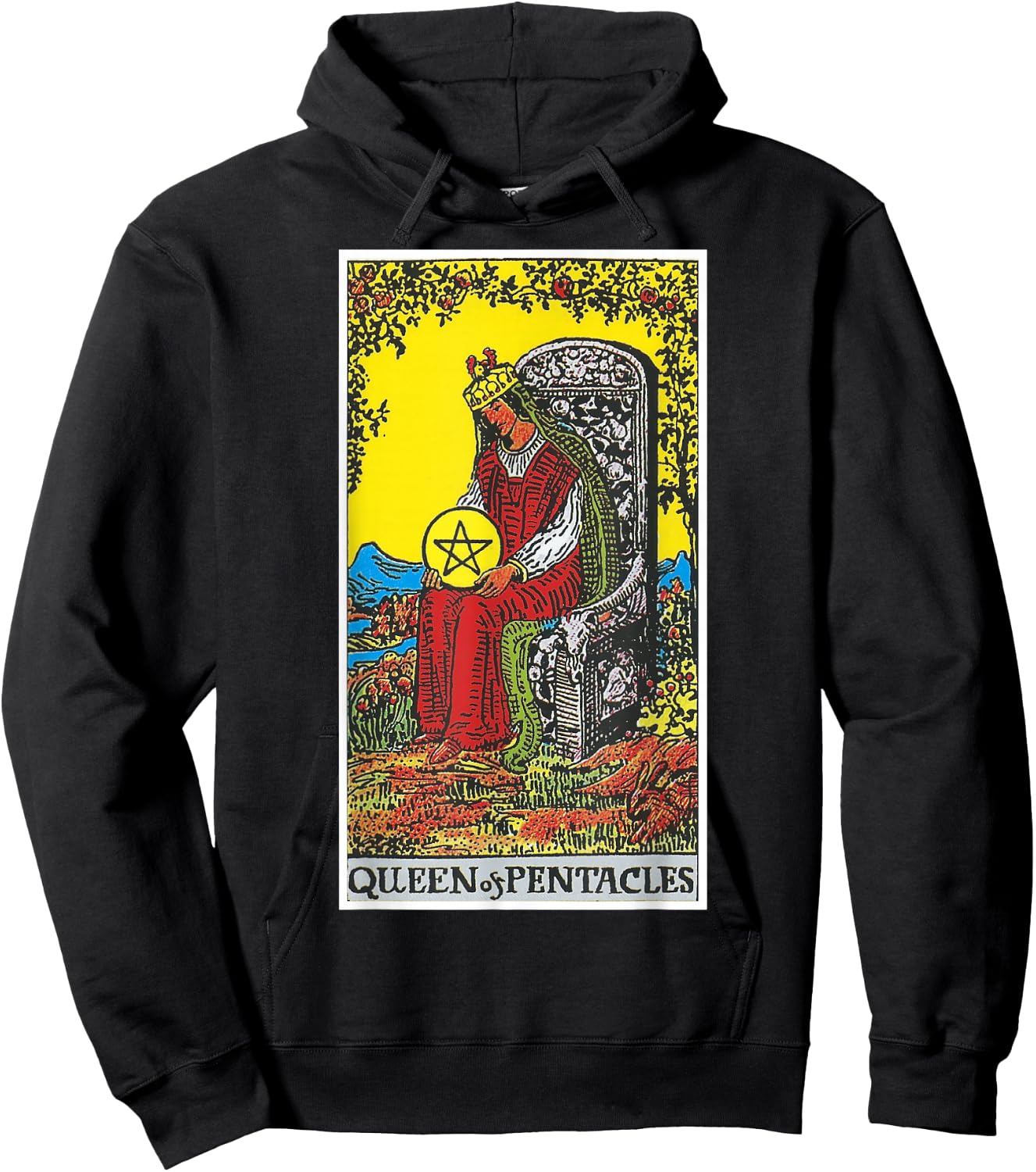 Queen Of Pentacles Tarot Card Occult Belief Divination Magic Hoodie - Hoodie | Black