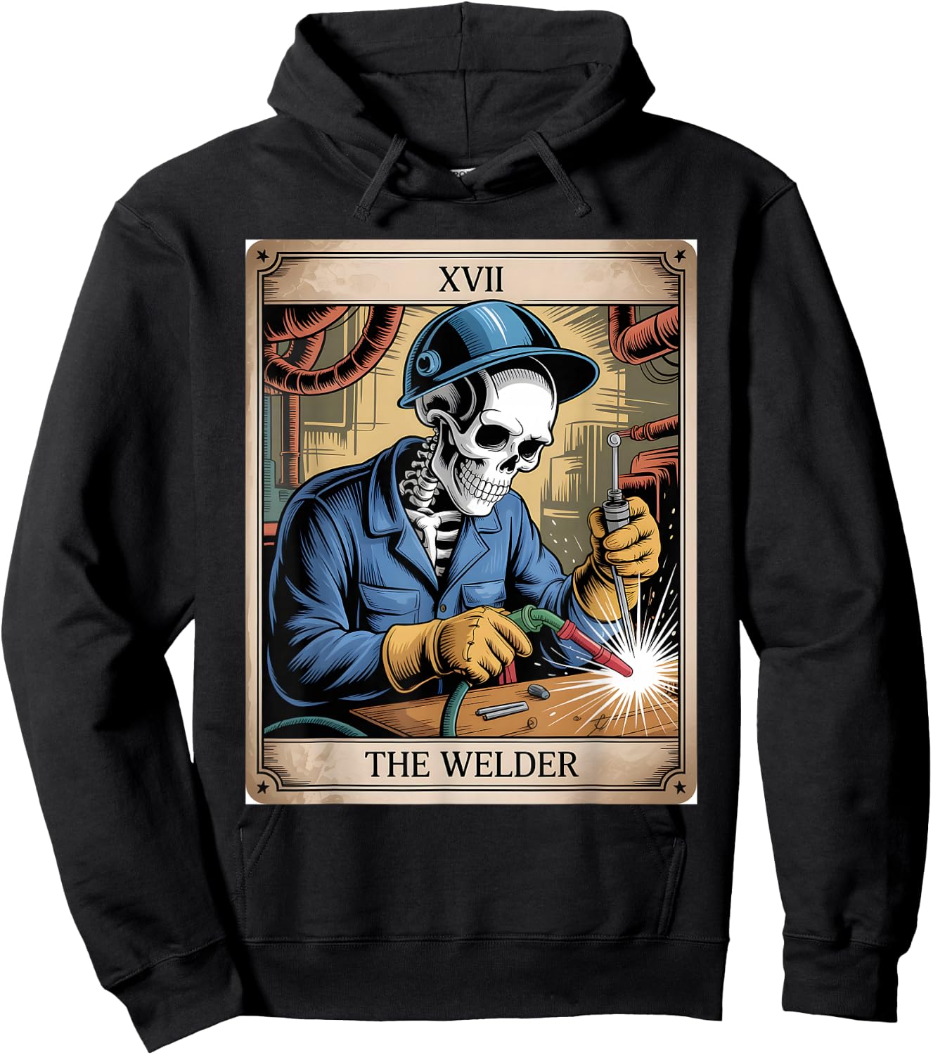 Welder Welding Funny Welding Tarot Card The Welder Hoodie - Hoodie | Black