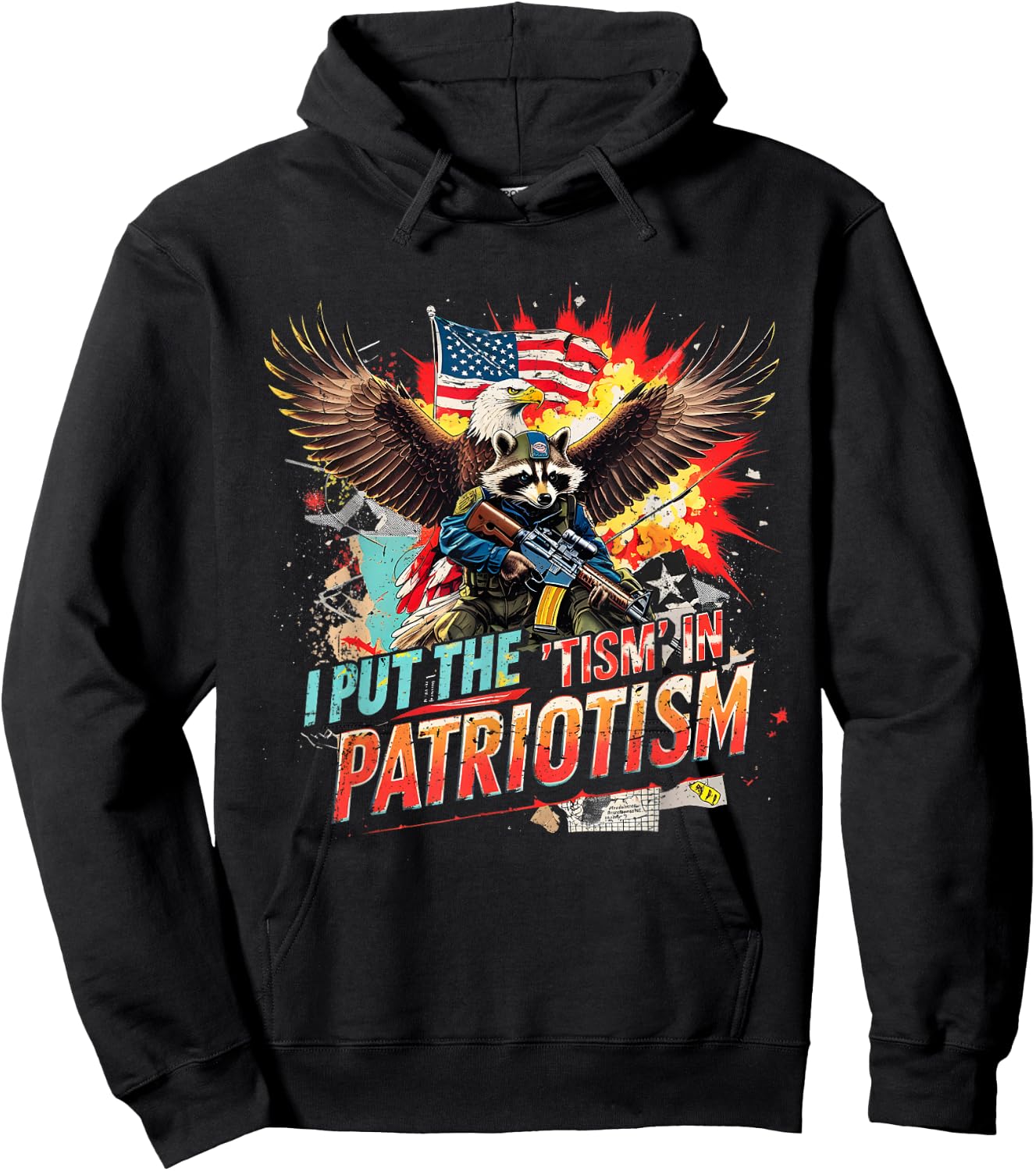 Funny I Put The Tism in Patriotism Tactical Animal Apparel Hoodie - Hoodie | Black