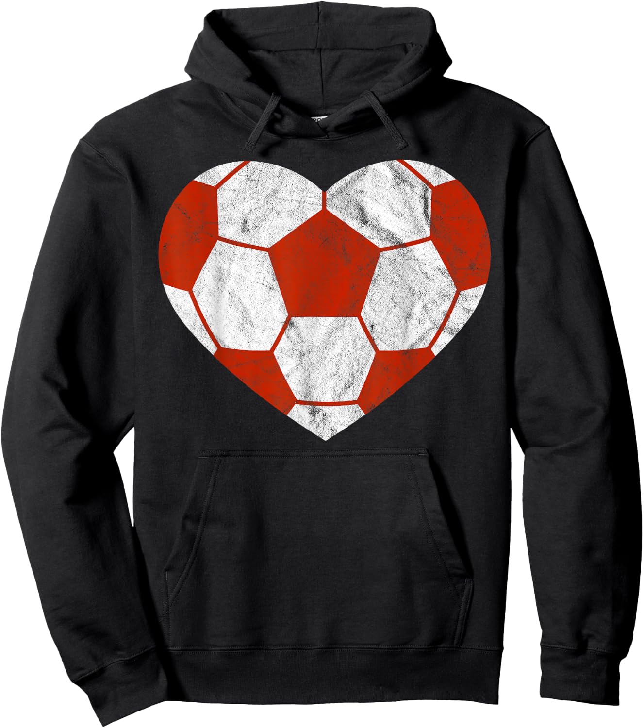 Vintage Football Heart Gift Soccer Player Valentine's Day Hoodie - Hoodie | Black
