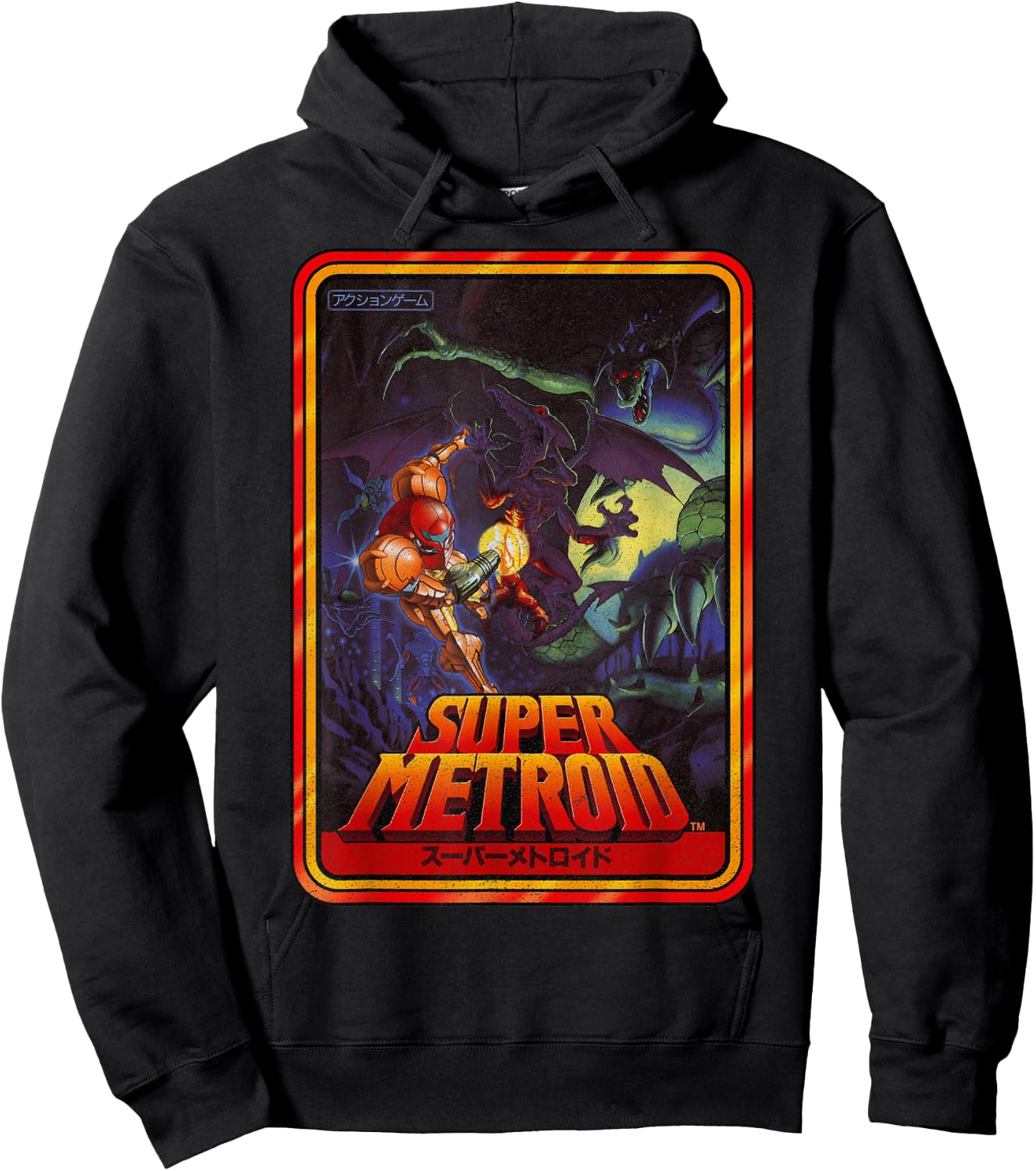 Nintendo Super Metroid Kanji Poster Style Graphic Hoodie - Hoodie | Black