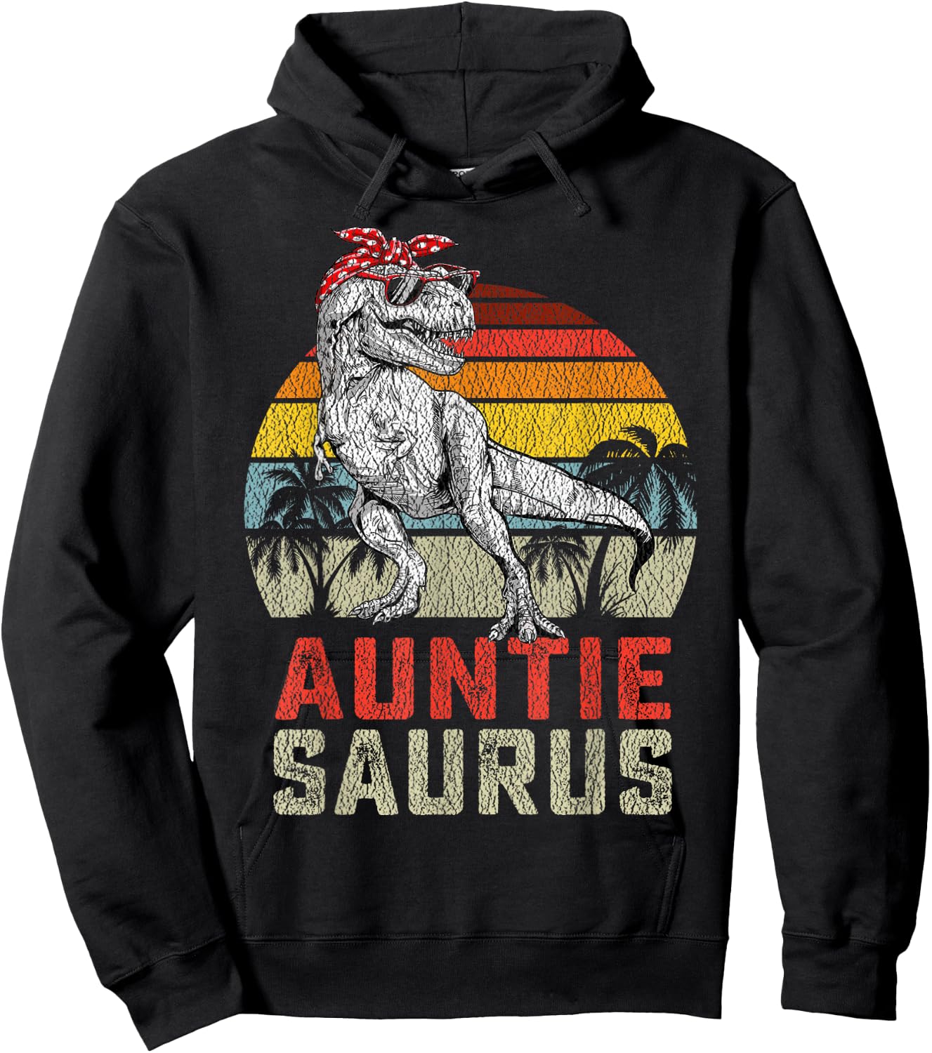 Auntiesaurus T Rex Dinosaur Auntie Saurus Family Matching Hoodie - Hoodie | Black