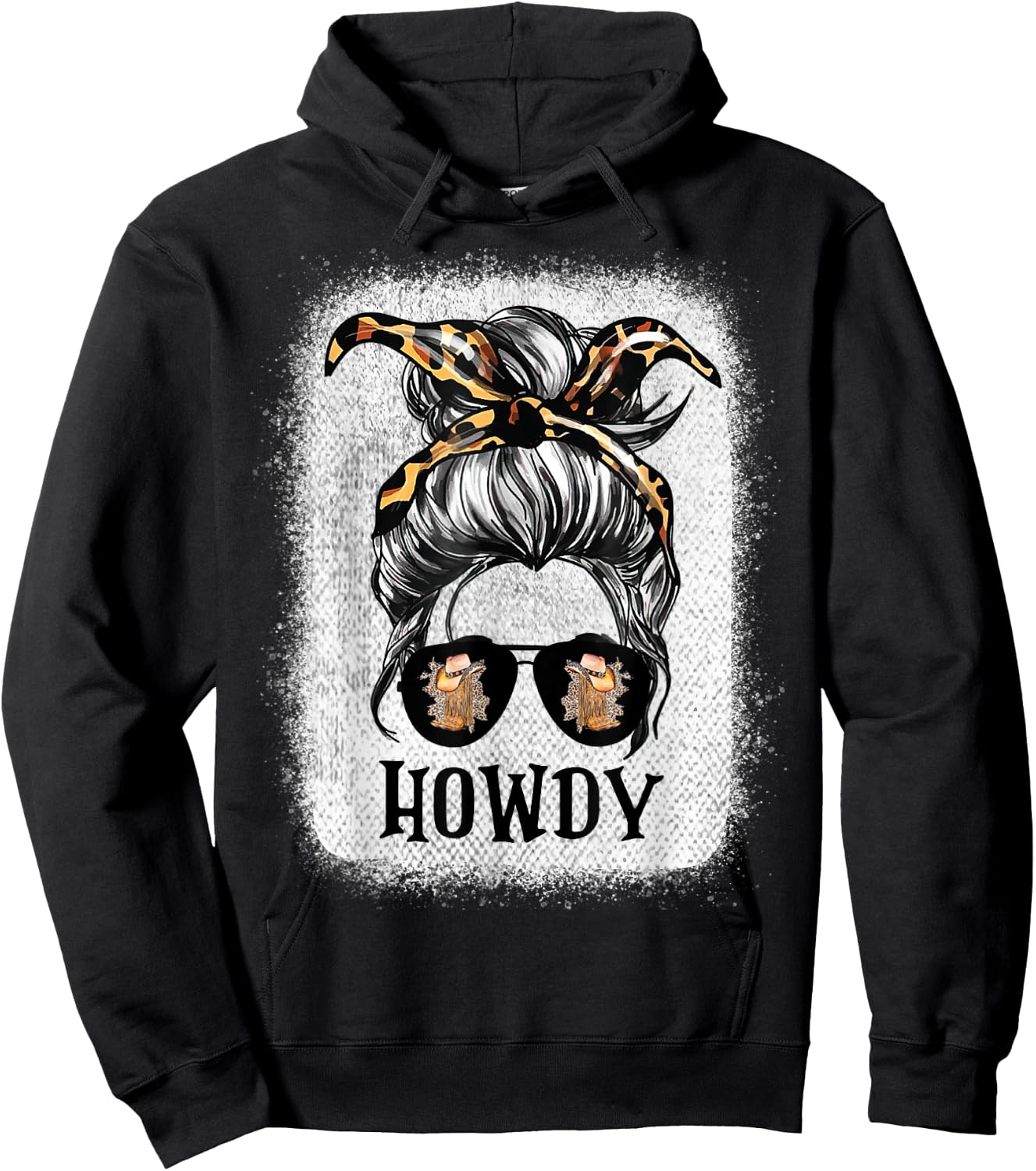 Messy Bun Hat Howdy Rodeo Western Country Southern Cowgirl Hoodie - Hoodie | Black