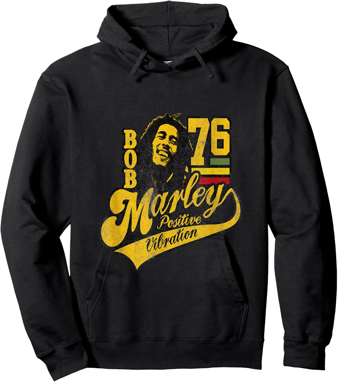 Bob Marley Positive Vibrations Soccer Hoodie - Hoodie | Black