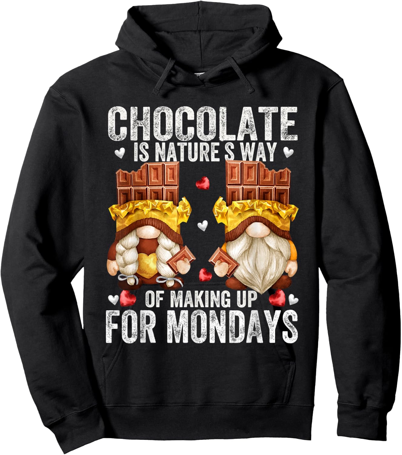 Funny Monday Gnomes And Men Brown Chocolate Hoodie - Hoodie | Black