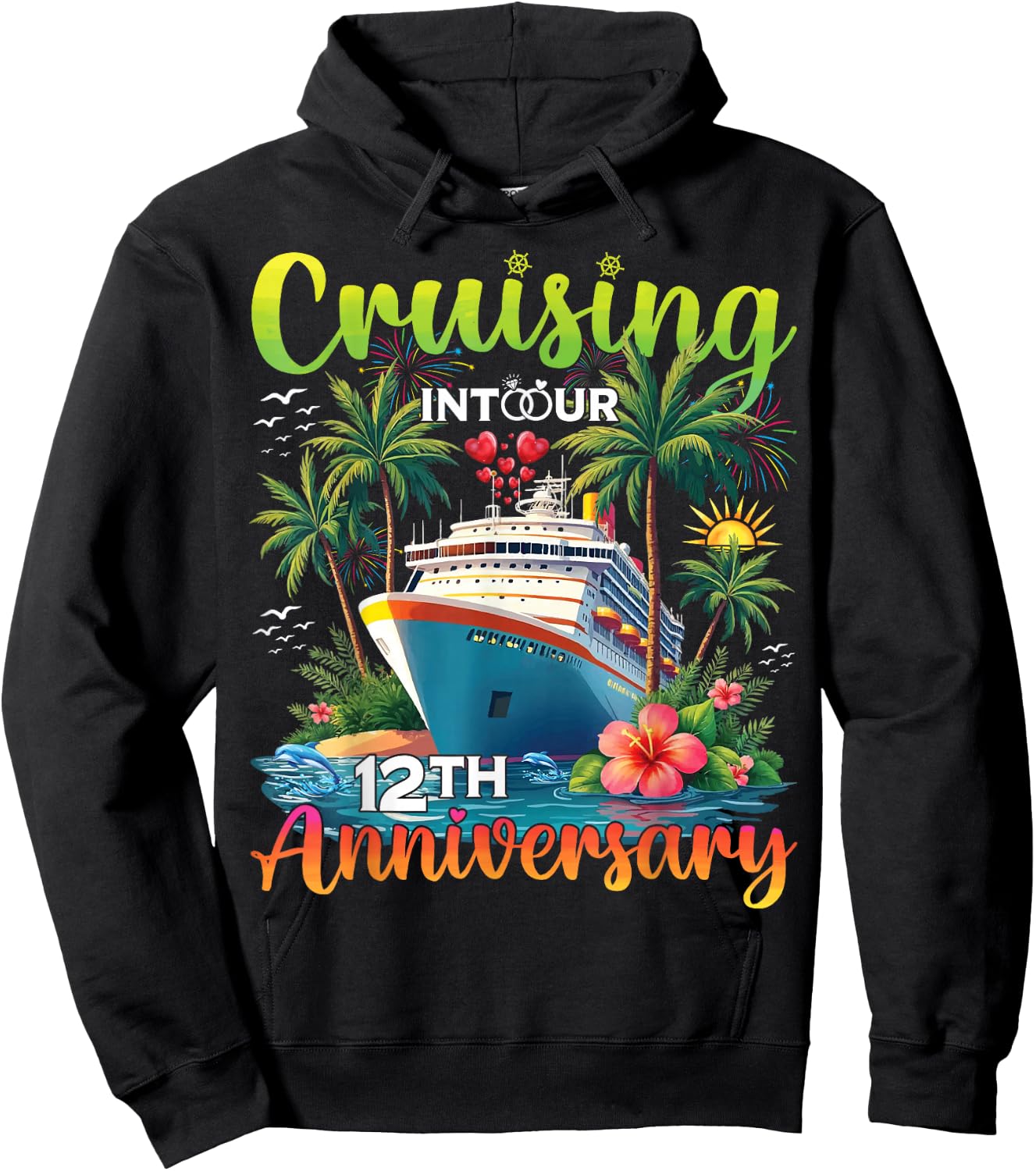 Couple Matching Cruising Into Our 12th Anniversary Cruise Hoodie - Hoodie | Black