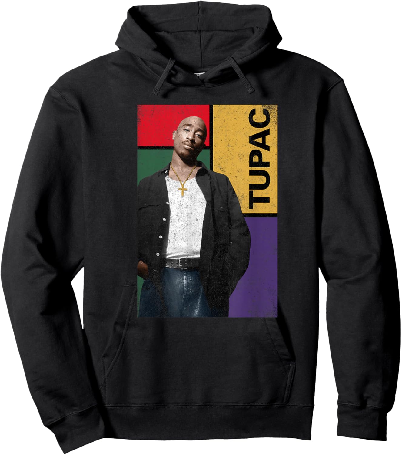 Tupac Vintage Squared Hoodie - Hoodie | Black