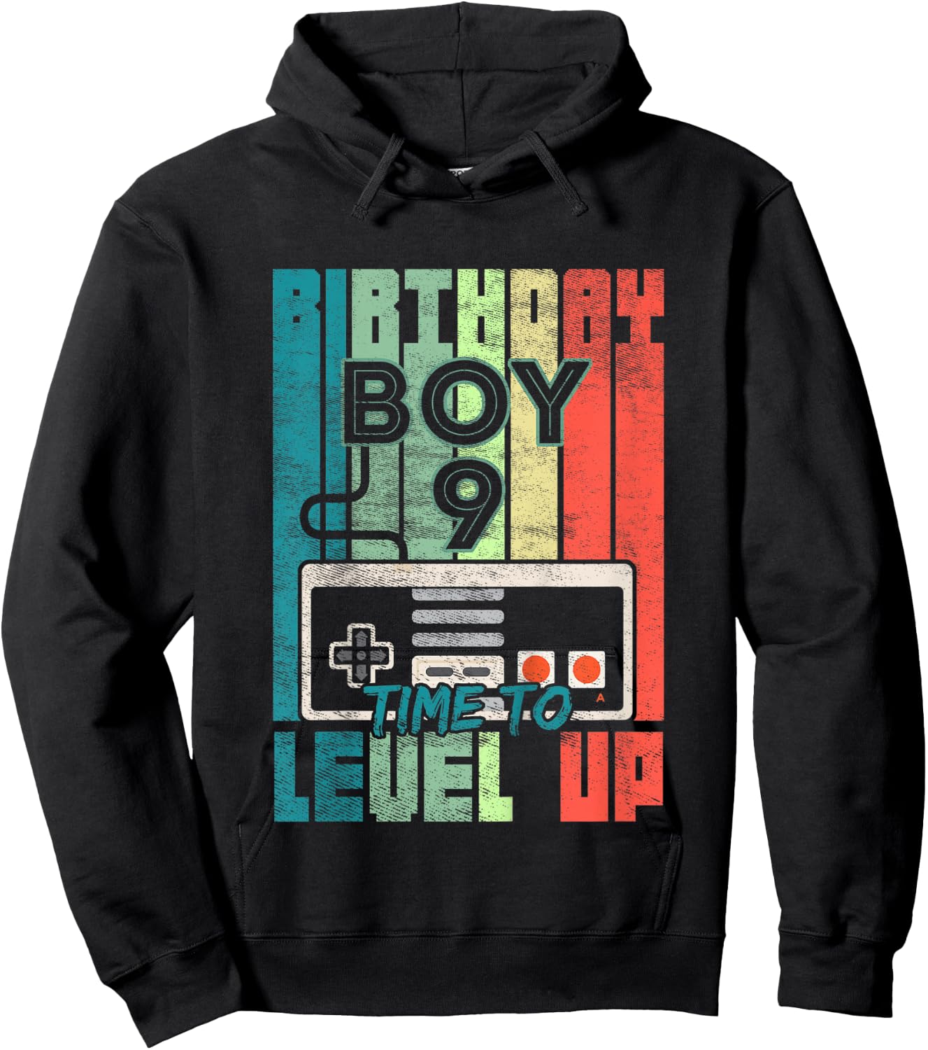 Kids Birthday Boy 9 Time to Level Up 9 Birthday Boy Level Up Hoodie - Hoodie | Black