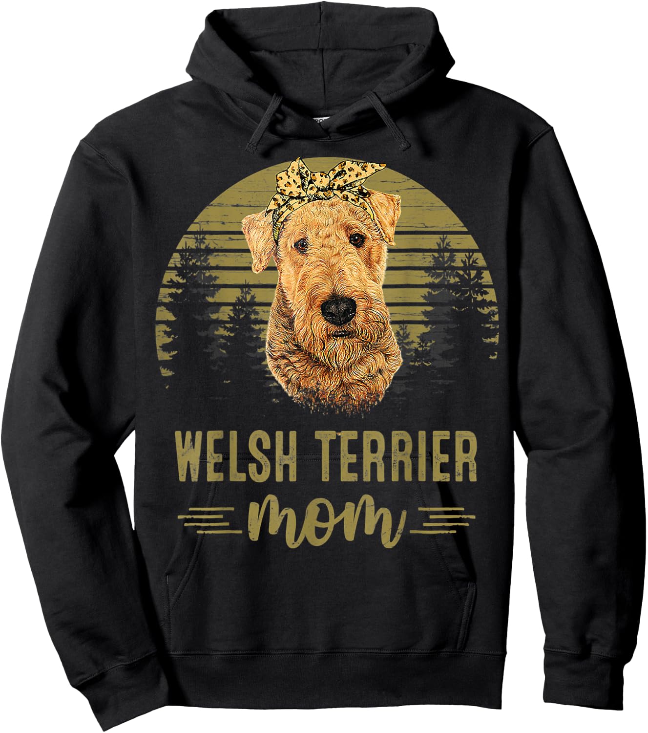 Vintage Welsh Terrier Mom Dog Lover Mother's Day Women Kids Hoodie - Hoodie | Black