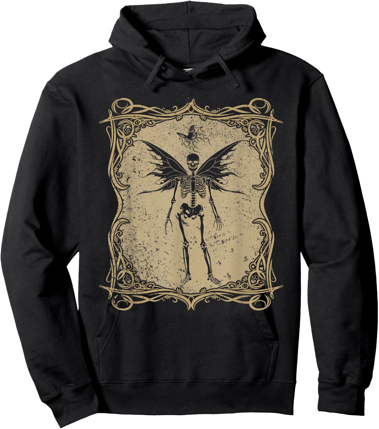 Fairy Grunge Aesthetic Butterfly Skeleton Fairycore Gothic Hoodie - Hoodie | Black