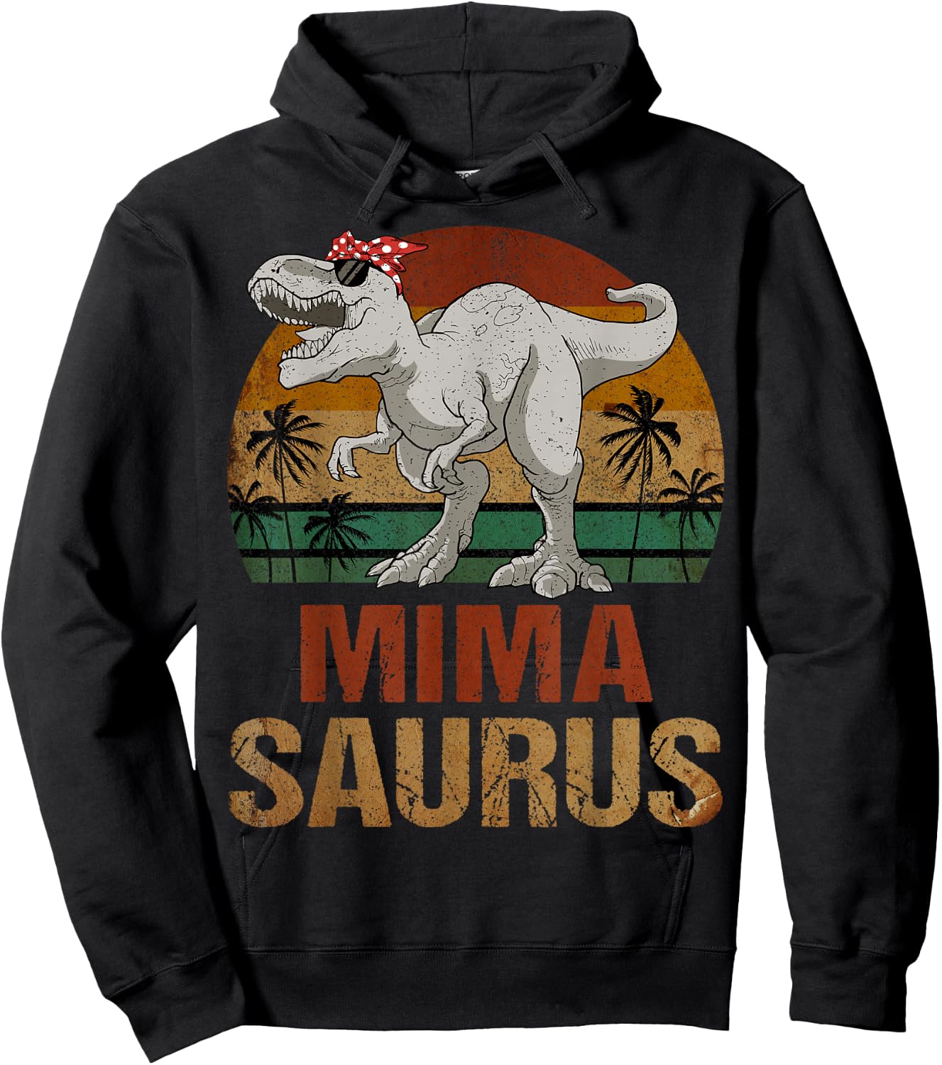 Mimasaurus Dinosaur Mima Saurus Vintage Mother's Day Hoodie - Hoodie | Black