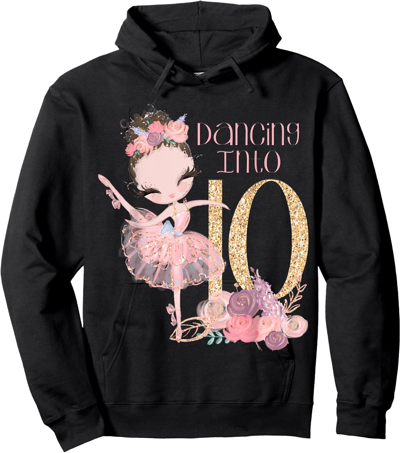 10th Birthday Ballerina Party Dancer Ballet Ten Dance Girls Hoodie - Hoodie | Black