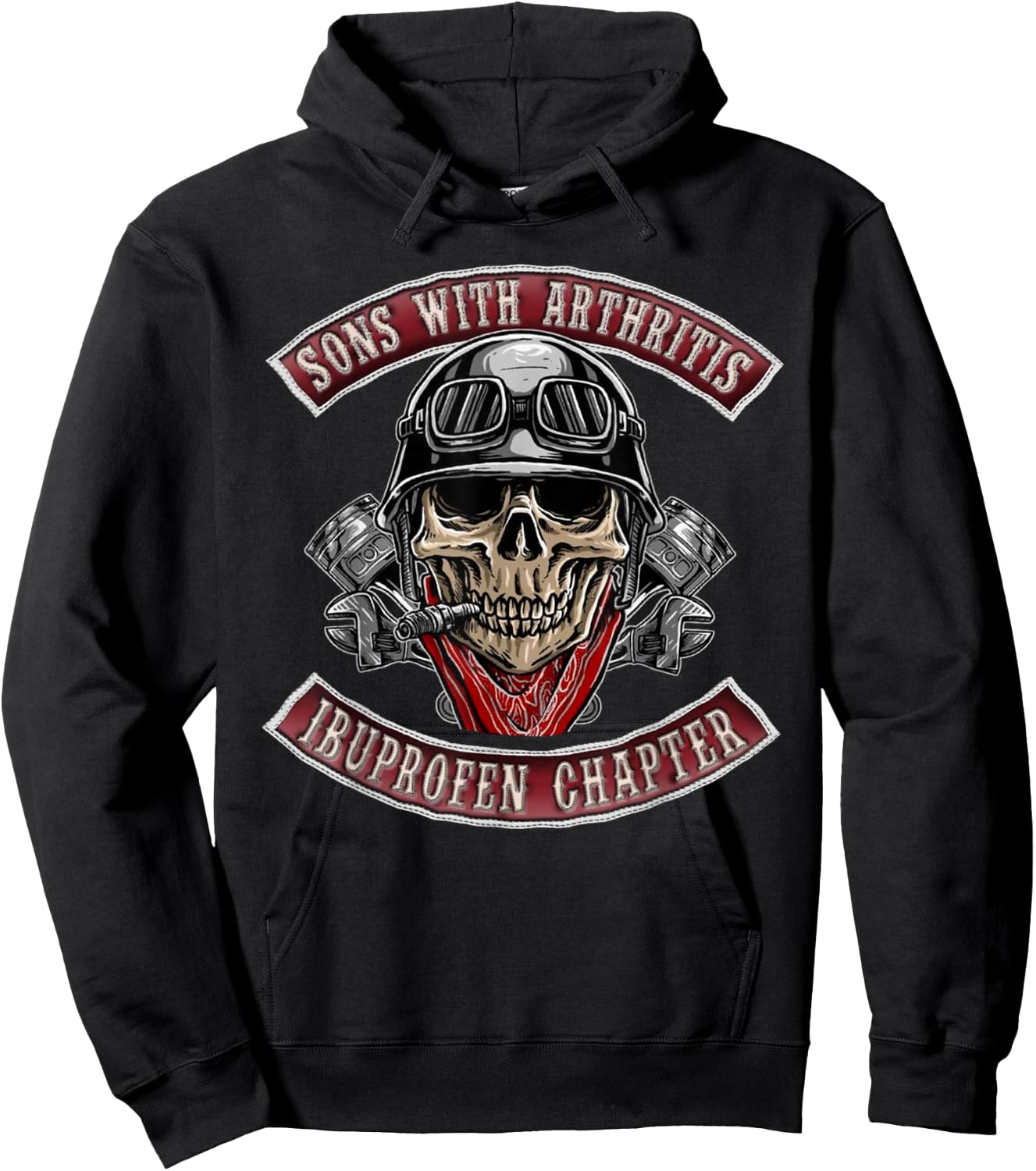 Sons with Arthritis Ibuprofen Chapter Funny Biker Skull Gift Hoodie - Hoodie | Black
