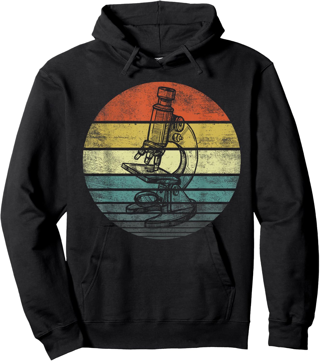 Science Gifts Retro Sunset Scientist Microscope Microscopy Hoodie - Hoodie | Black