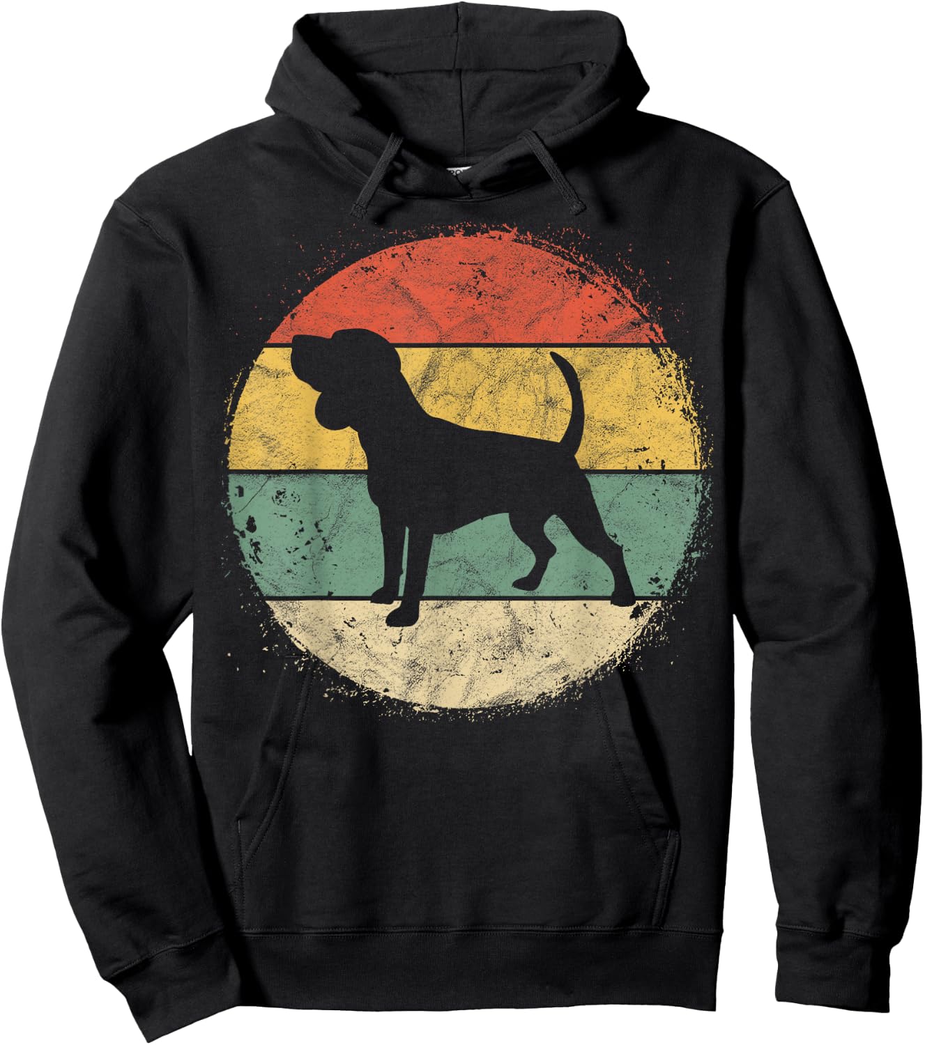 Circular Retro Beagle Owner Gift Tricolor Beagle Dad Mom Hoodie - Hoodie | Black