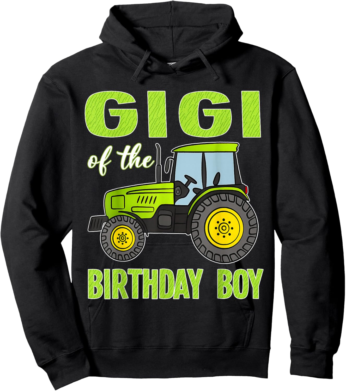 Gigi of The Birthday Boy Tractors Farm Trucks Family Hoodie - Hoodie | Black