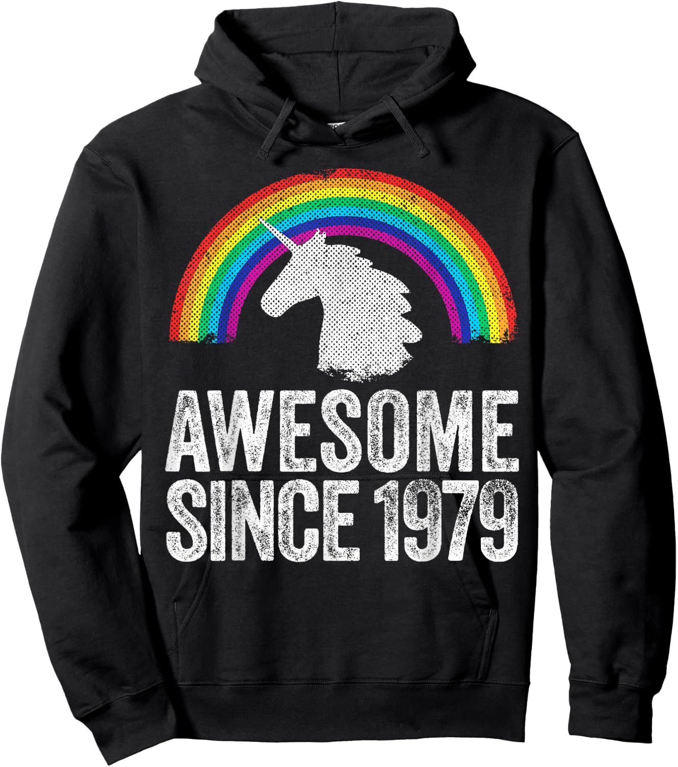 1979 45th Birthday Gift Unicorn Rainbow 45 Years Old Women Hoodie - Hoodie | Black
