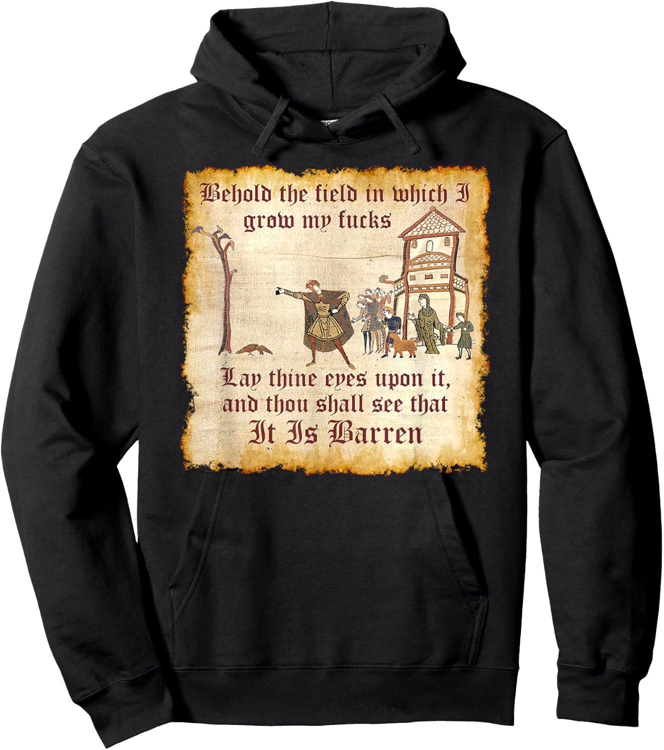 Funny Medieval, See The Field, Zero Fucks Thanks to Memes Hoodie - Hoodie | Black