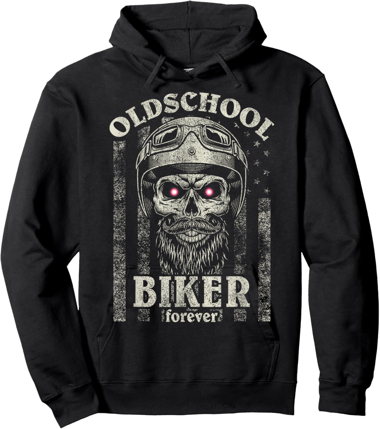 Old School Biker Forever I Motorcycle Eyes Bike Skull Hoodie - Hoodie | Black