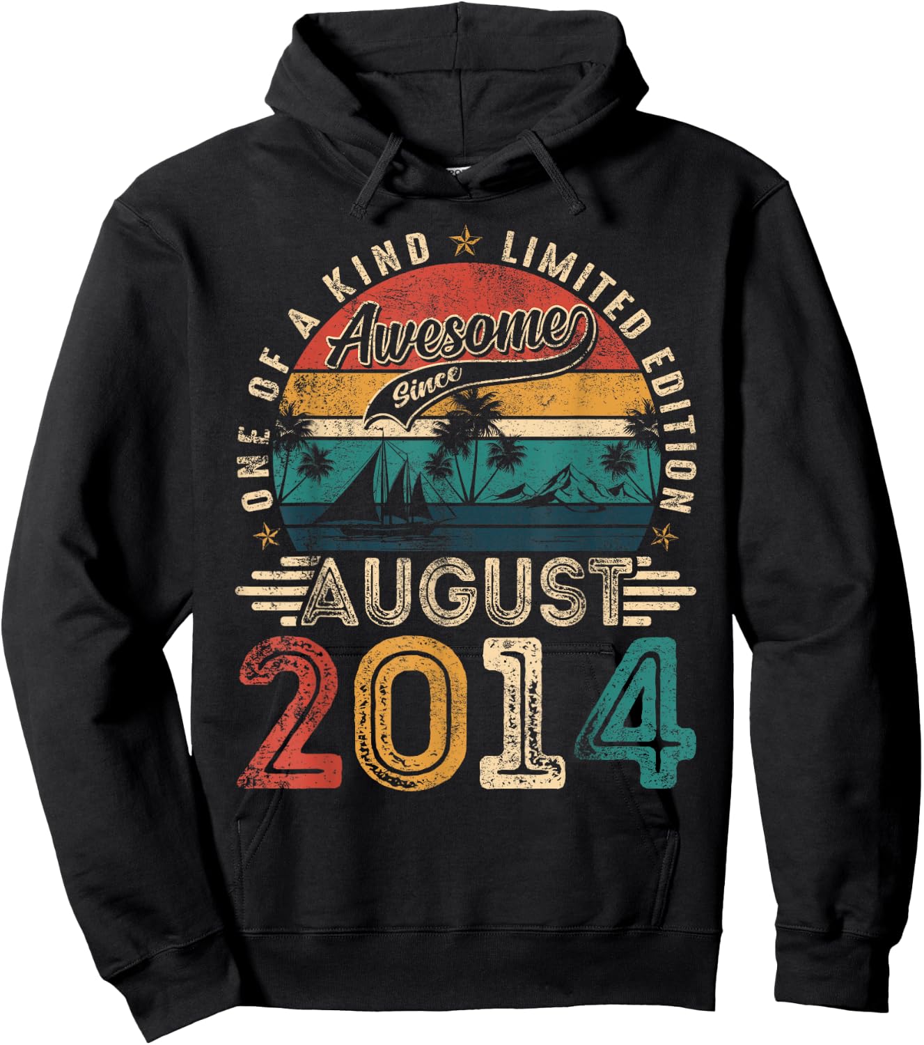 Awesome Since August 2014 Vintage Retro 11th Birthday Boys Hoodie - Hoodie | Black