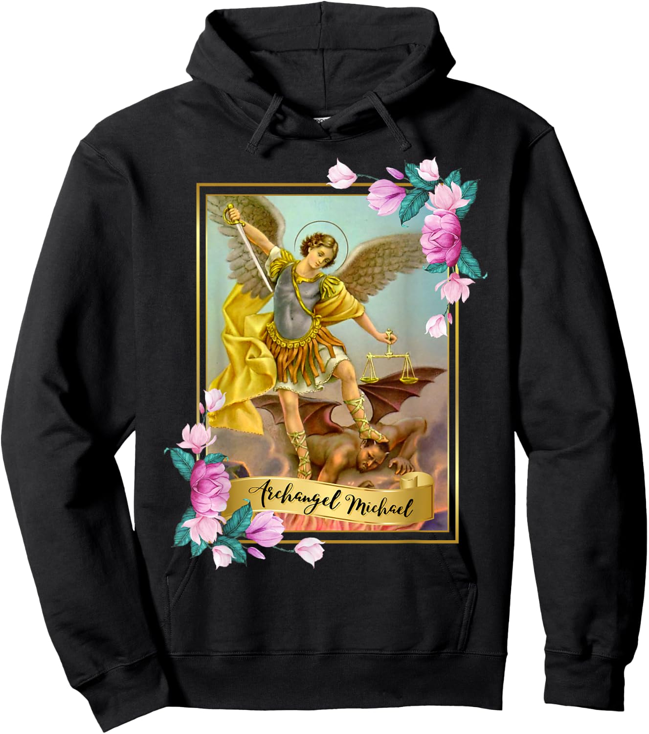 St Michael the Archangel - Protector Catholic Church Angel Hoodie - Hoodie | Black