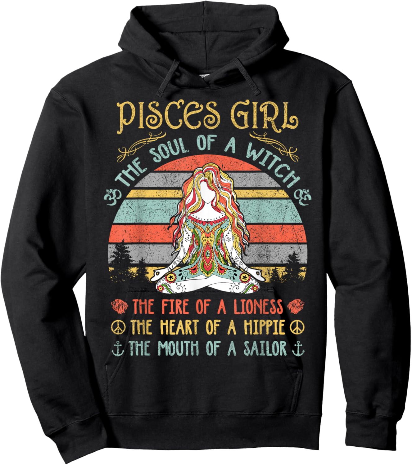 Pisces Girl The Soul Of A Witch Vintage Birthday Hoodie - Hoodie | Black