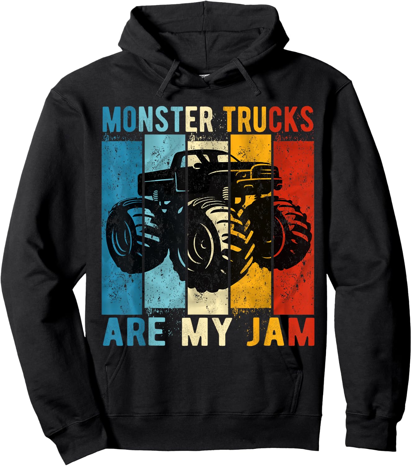 Monster Trucks Are My Jam Vintage Retro Monster Truck Hoodie - Hoodie | Black