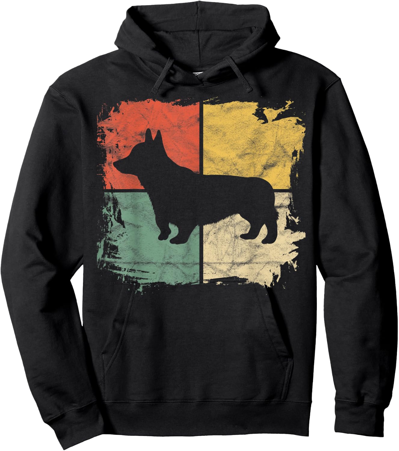 Square Retro Corgi Owner Gift Dog Welsh Corgi Dad Pet Mom Men Women Kids Hoodie - Hoodie | Black