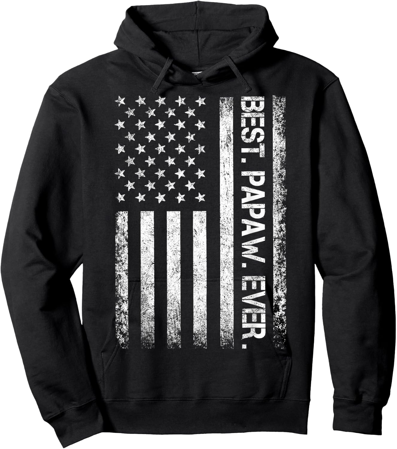 Best Papaw Ever Vintage American Flag T Shirt Hoodie - Hoodie | Black