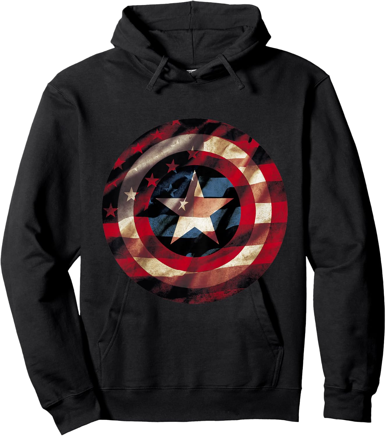 Kids Marvel Captain America Shield Flag Kids Graphic Hoodie - Hoodie | Black