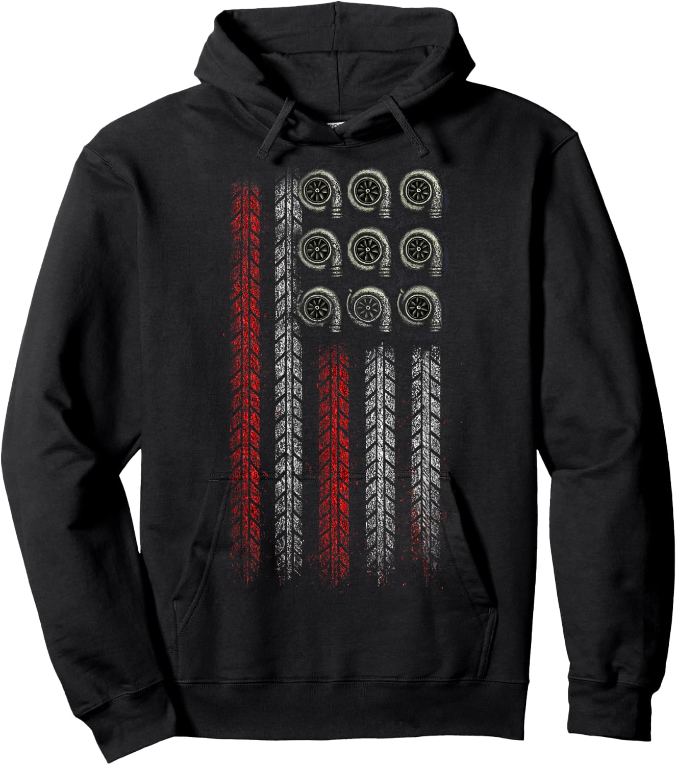 Funny Racing and Drift, Burnout American Patriotic Flag Hoodie - Hoodie | Black