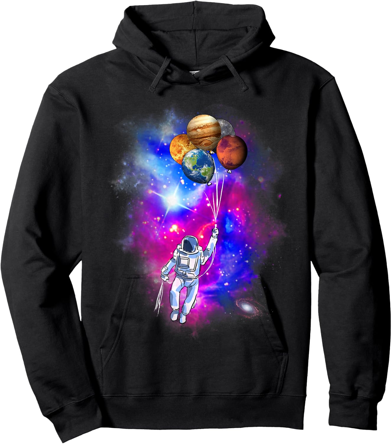 Spaceman's Trip - Astronaut Planet Balloon Outer Space Hoodie - Hoodie | Black