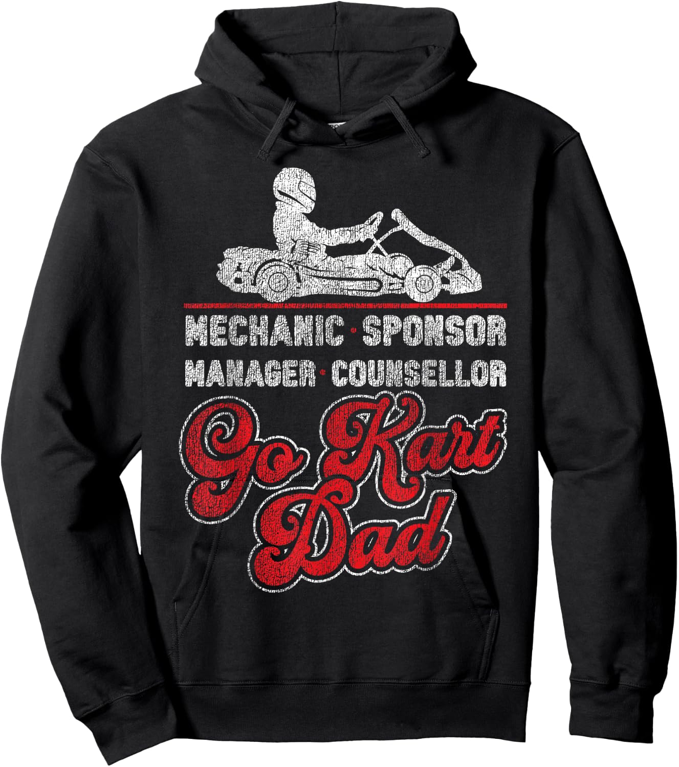 Go Kart Racing Dad Vintage Mechanic Sponsor Manager Hoodie - Hoodie | Black