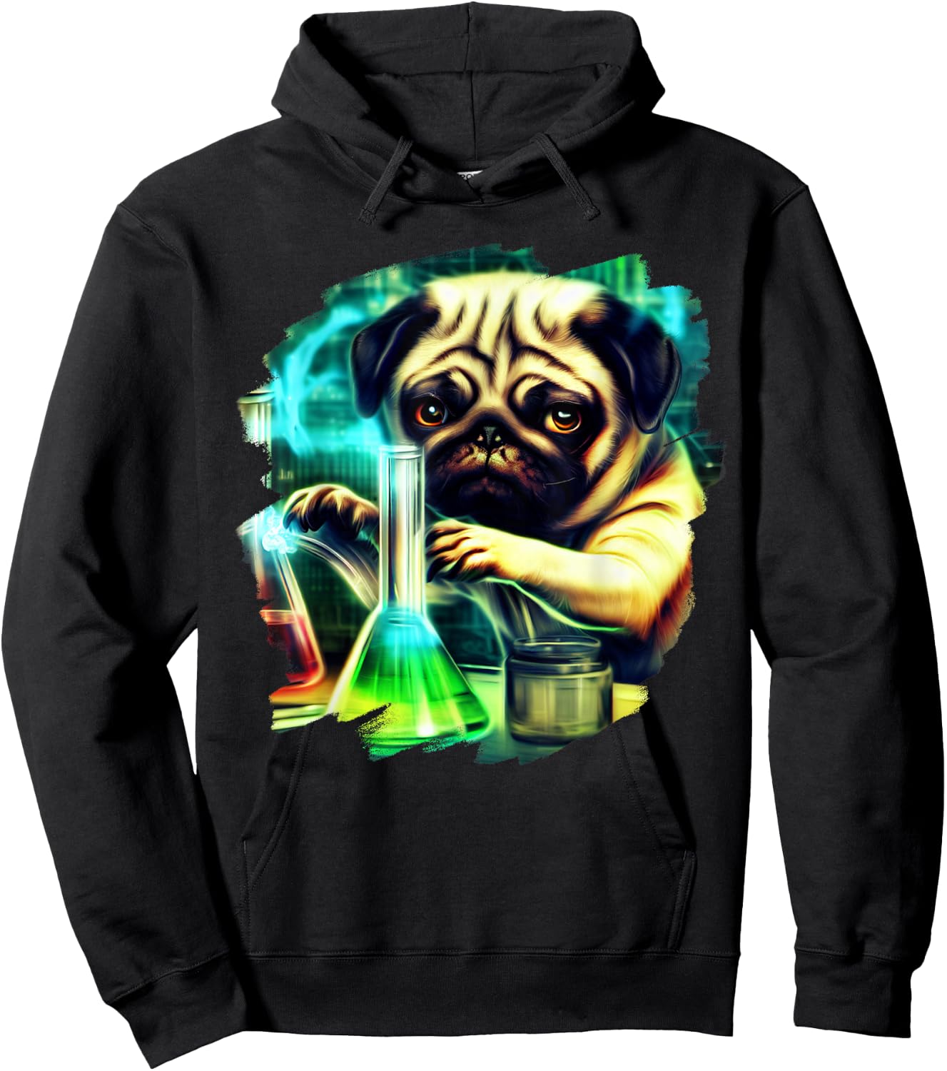 Pug Mad Scientist Dog Mixing Chemicals Chemistry Science Hoodie - Hoodie | Black