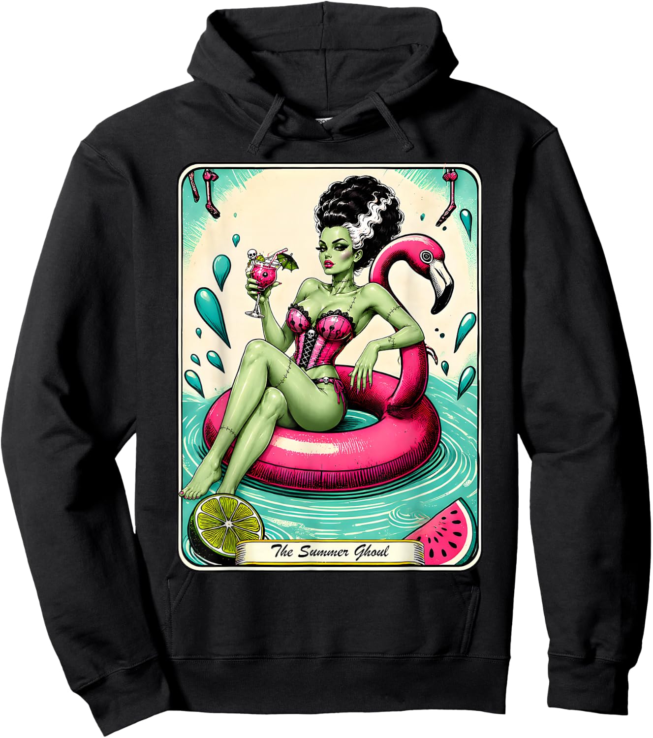 Spooky Summer Ghoul Summerween Goth Tarot Card Hoodie - Hoodie | Black