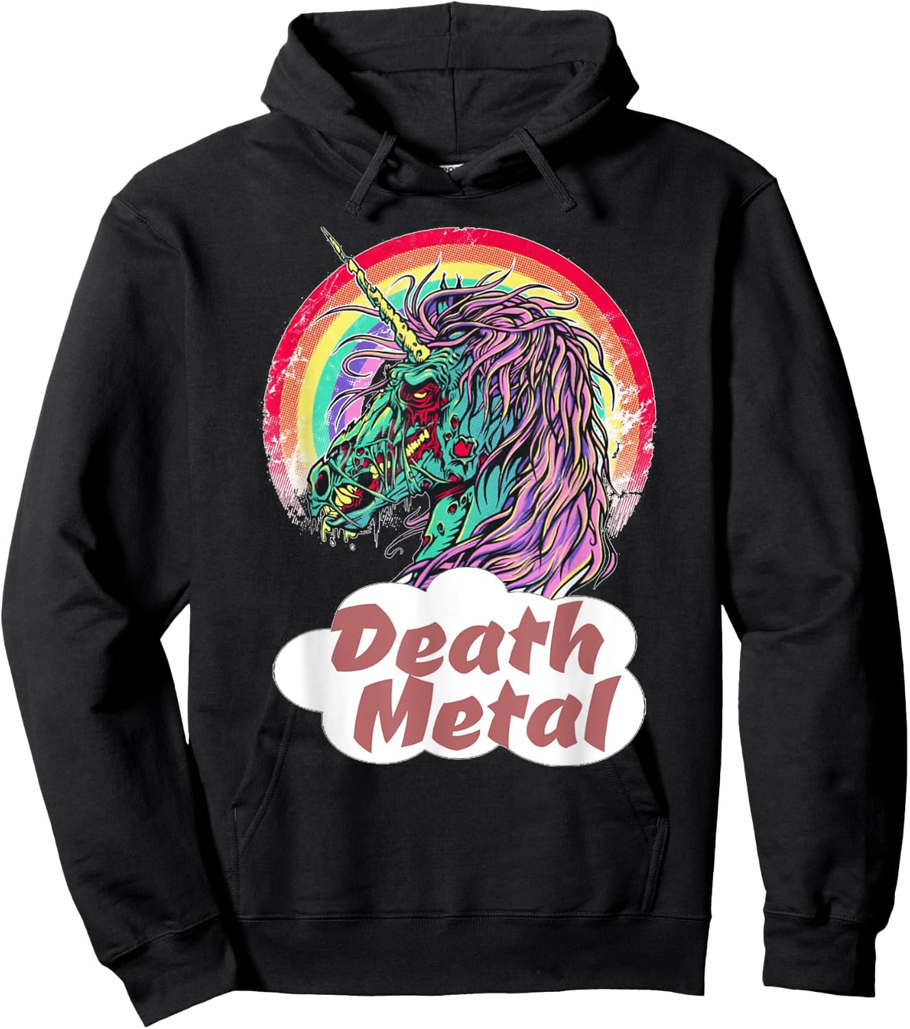 Zombie Unicorn Death Metal Rocker Hoodie - Hoodie | Black