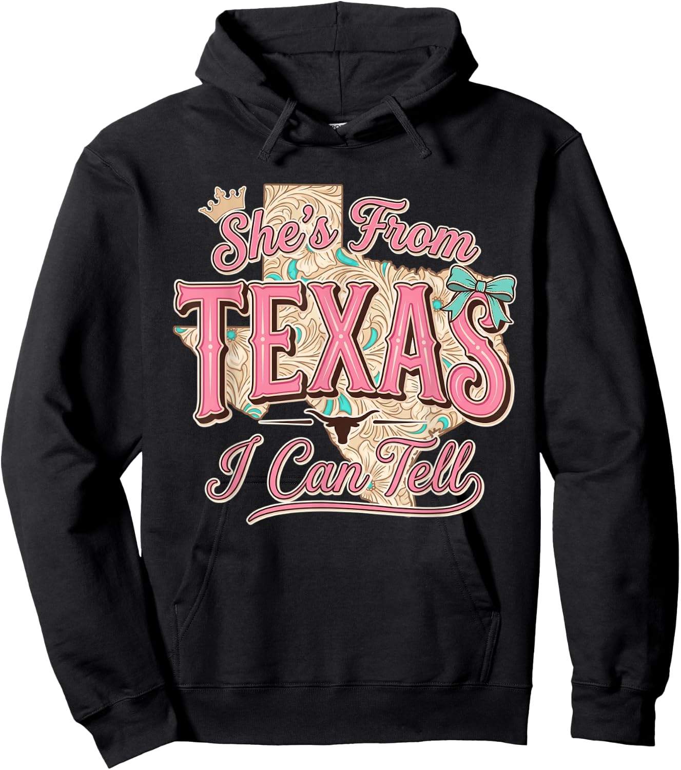 Shes from Texas I Can Tell Pride State Cowgirl Women Girl Hoodie - Hoodie | Black