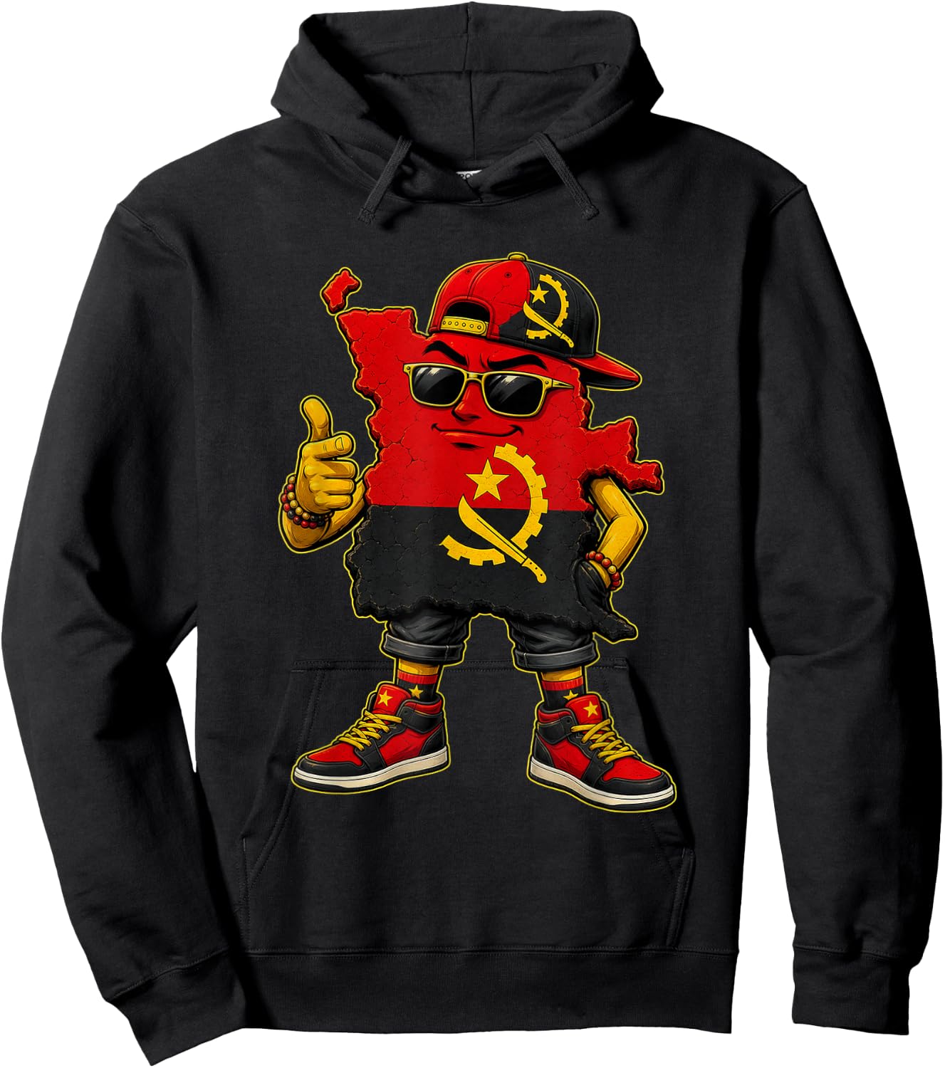 Country National Pride Angola Flag Hoodie - Hoodie | Black