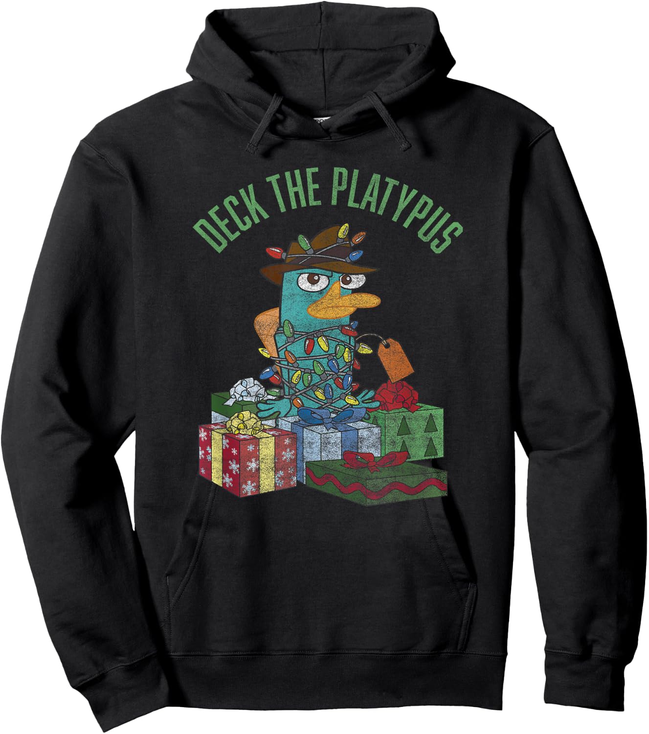 Disney Phineas and Ferb Christmas Perry Deck The Platypus Hoodie - Hoodie | Black