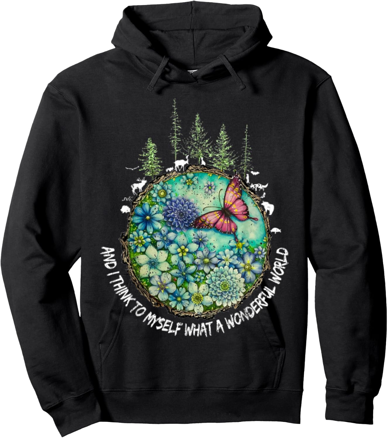 and I Think to Myself What A Wonderful World Hippie Peace Hoodie - Hoodie | Black