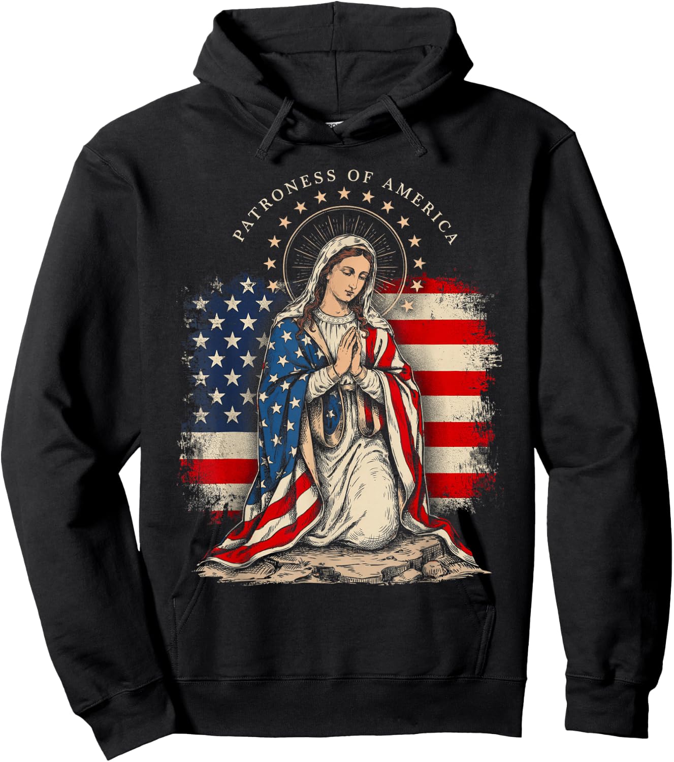 Patroness of The USA Blessed Virgin Mary Catholic Art Hoodie - Hoodie | Black