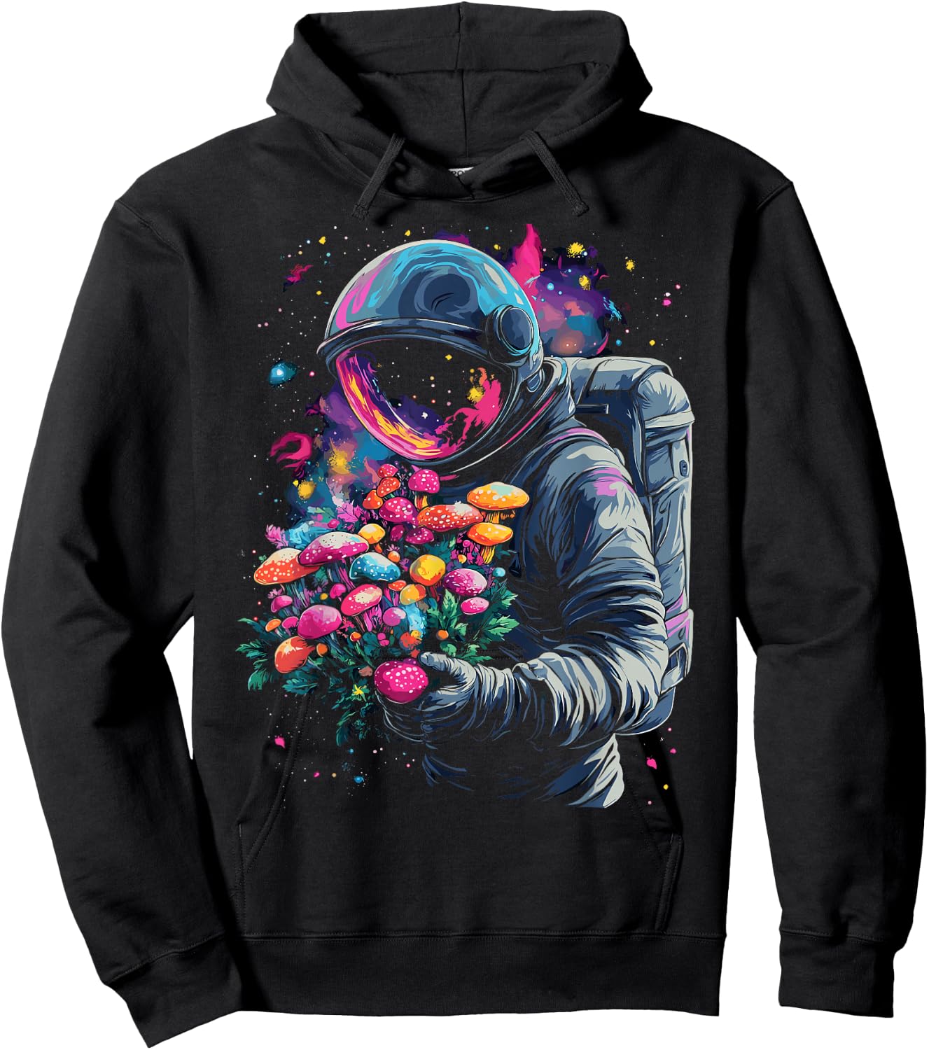 Trippy EDM Mushroom Astronaut Psychedelic Hoodie - Hoodie | Black
