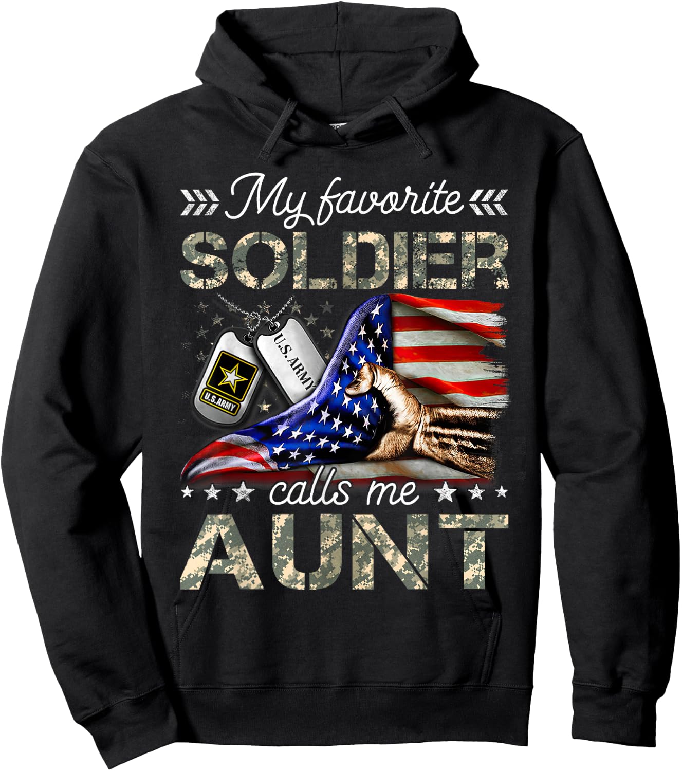 My Favorite Soldier Calls Me Aunt Proud Army Aunt Hoodie - Hoodie | Black