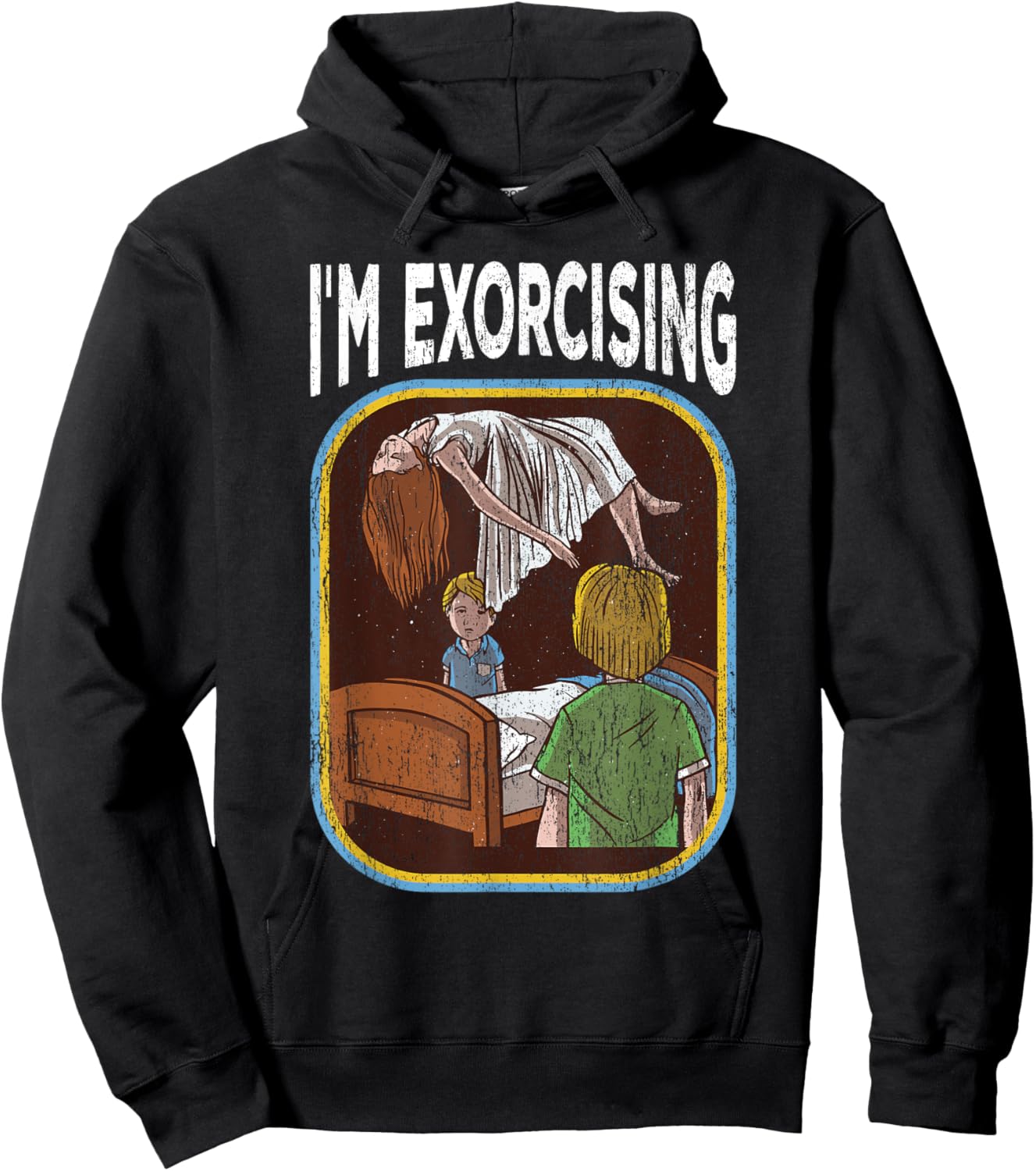 Vintage Retro Horror Gift Co Vintage Retro Distressed Graphic Black Cartoon Hoodie - Hoodie | Black