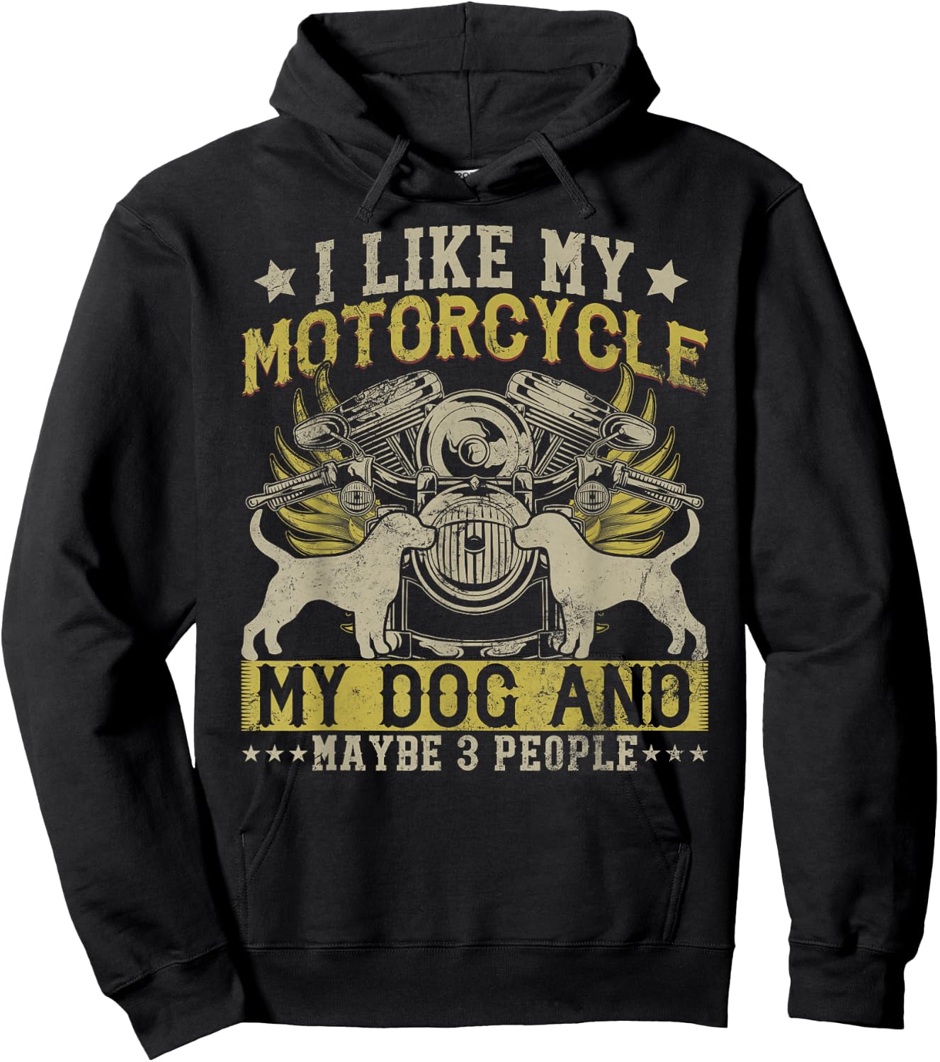 Funny Biker I like My Motorcycle, Dog & Maybe 3 People Women Girls Kids Hoodie - Hoodie | Black